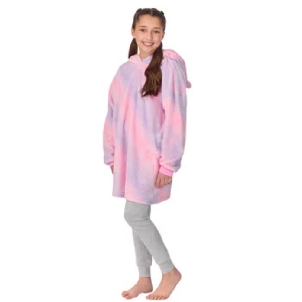 Saint Eve Kids Girls Hooded Fleece Sleeper Pink Unicorn, S 7/8 NWT